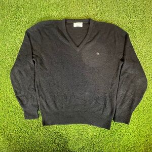 VINTAGE Christian Dior Sweater Mens XL Black V Neck Pullover Made USA 80s